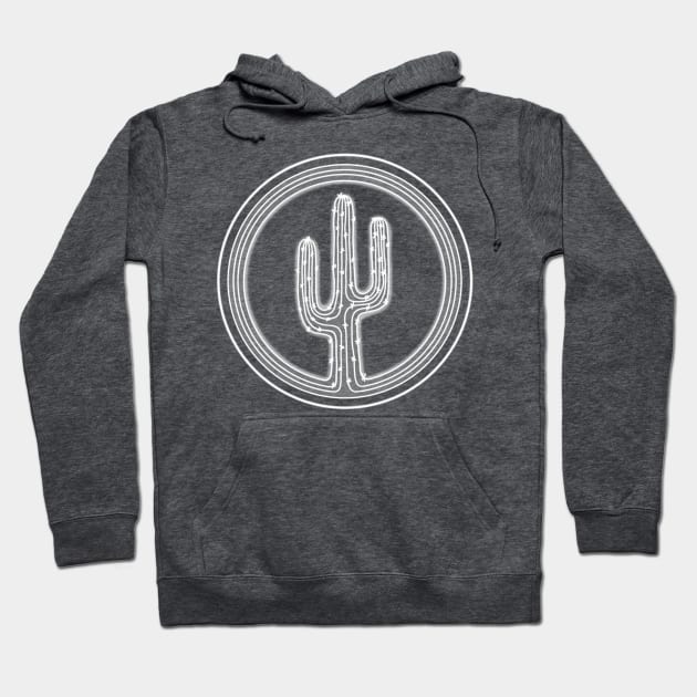 White Cactus Badge Line Drawing Hoodie by AlmightyClaire